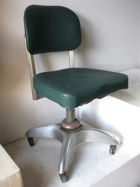 CHAIR, Office 1960s Swivel - Green & Aluminium